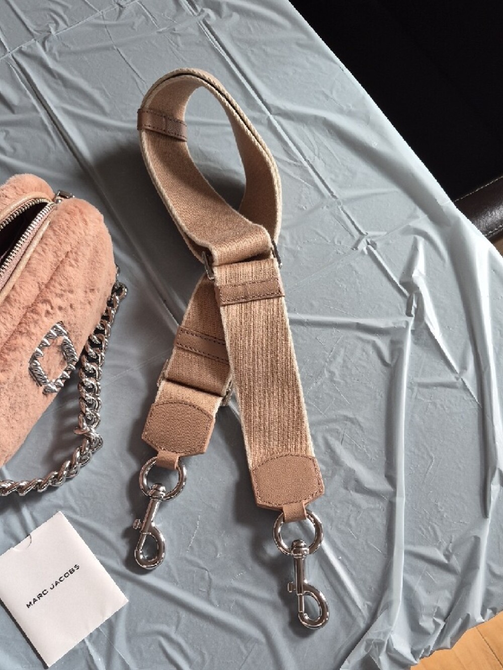 Marc Jacobs Blush Pink Faux-Fur Mini Crossbody with Silver Chain - Picture 5 of 14